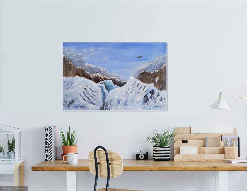 soaring above the Glacier oil on board painting